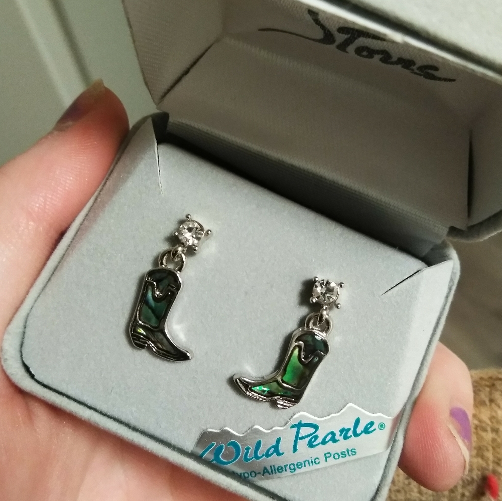 Hypoallergenic Studded Cowgirl boot earrings